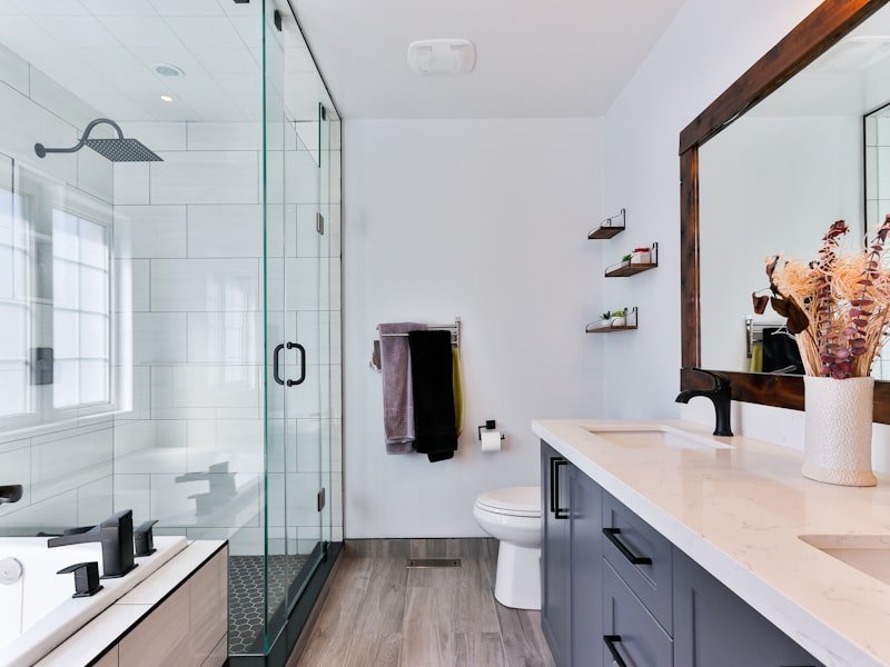 Wall and floor tiling work with ceramic tiles
